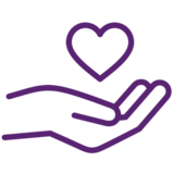 Icon offene Hand mit Herz