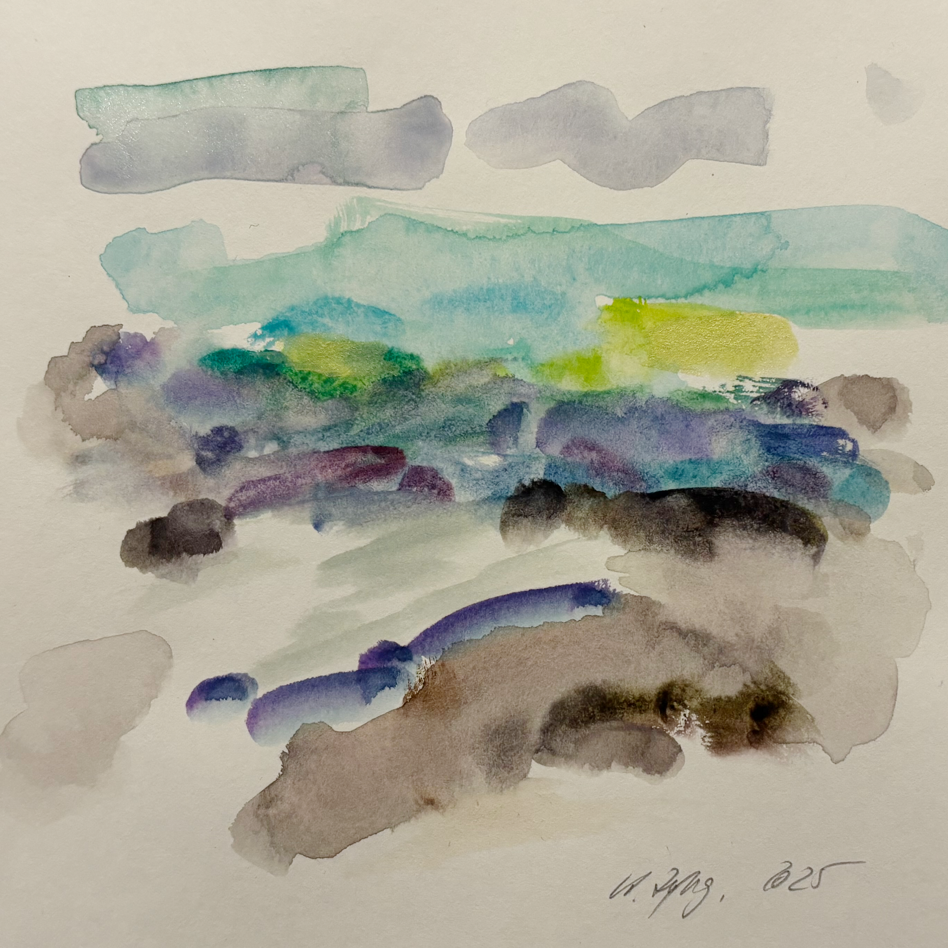 Das Bild zeigt ein abstraktes Aquarell der Künstlerin Anke Zeißig.