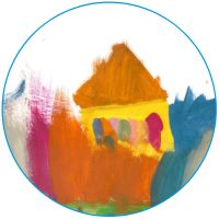 Das Bild zeigt eine Kinderzecihnnug eines Hauses.